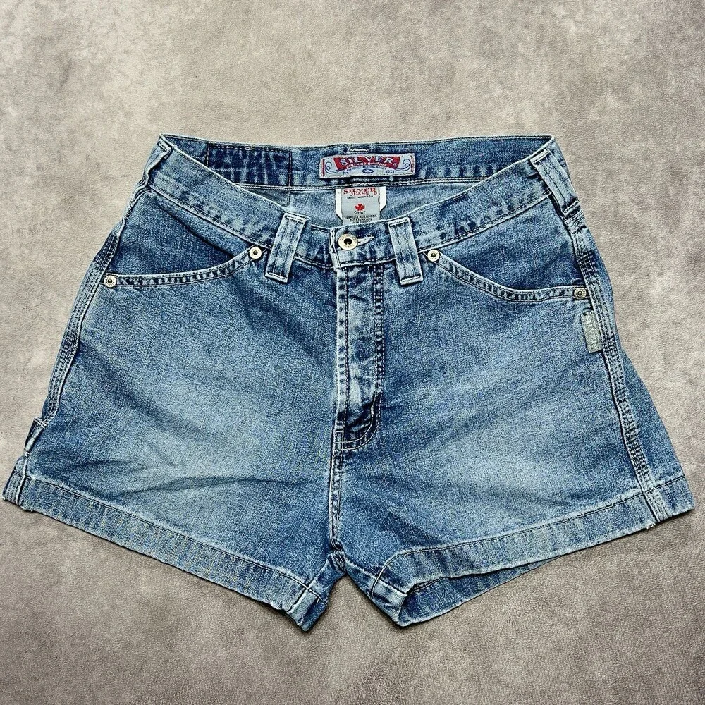 Vintage Silver Jeans Shorts Womens 29 Blue High Waist Denim Made in Canada